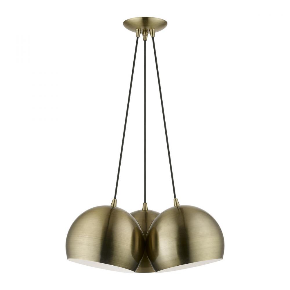 3 Light Antique Brass Multi Pendant