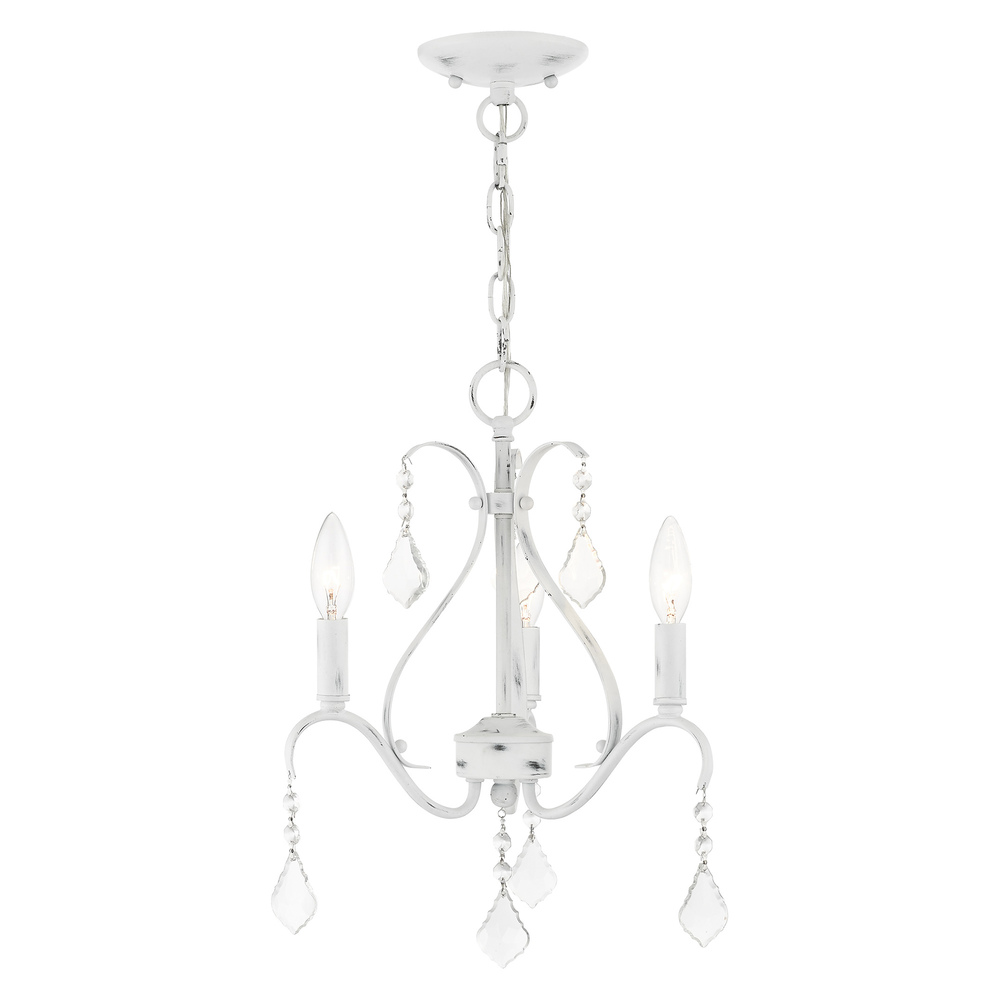 3 Lt Antique White Chandelier