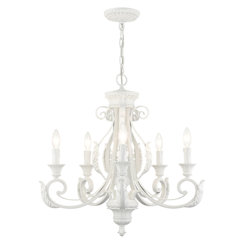 5 Lt Shiny White Chandelier