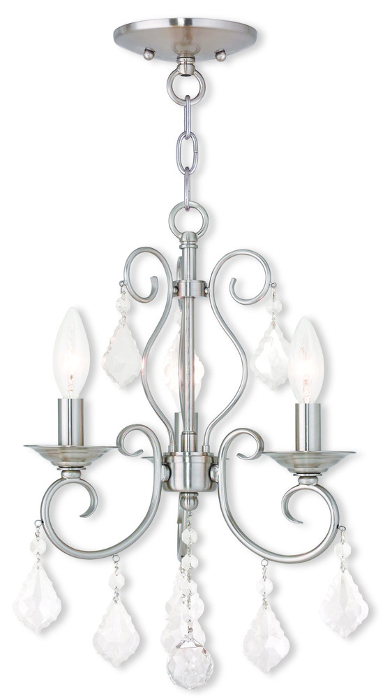 3 Light BN Mini Chandelier/Ceiling Mount