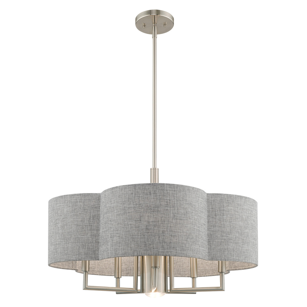 6 Lt Brushed Nickel Pendant Chandelier