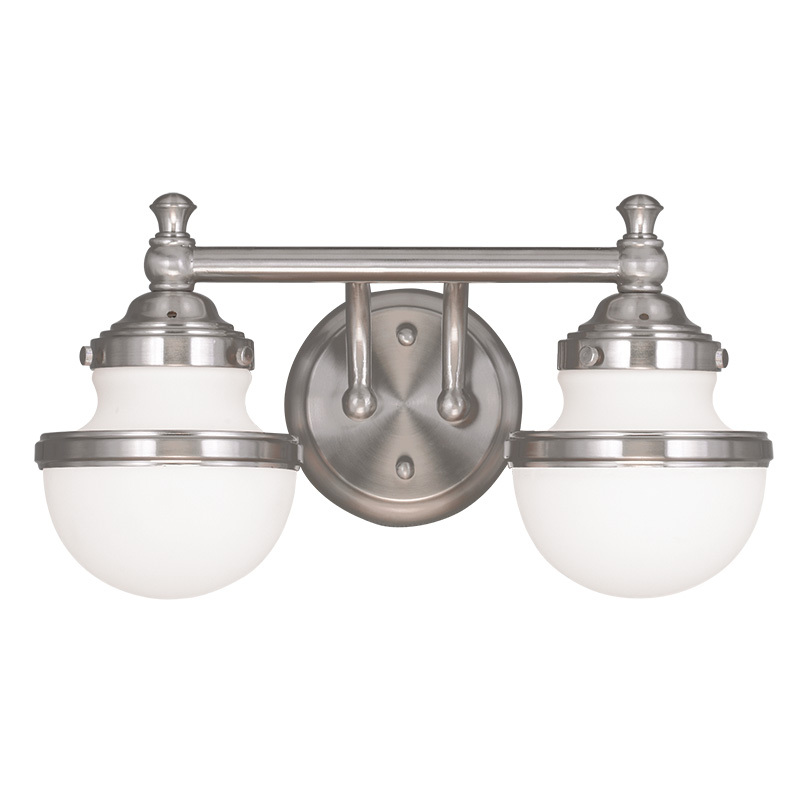 2 Light Brushed Nickel Bath Light