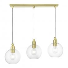 Livex Lighting 48974-12 - 3 Light Satin Brass Sphere Linear Chandelier