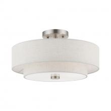 Livex Lighting 51084-91 - 3 Light Brushed Nickel Semi-Flush