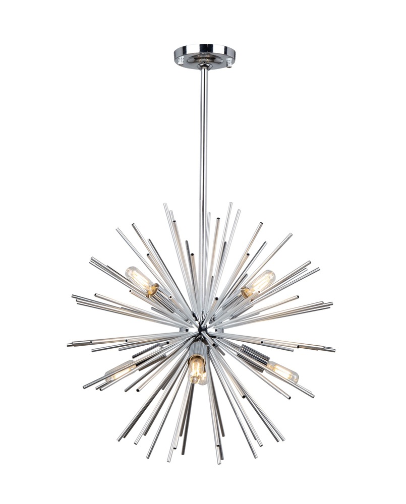 Sunburst  8 Light Chandelier (Chrome)