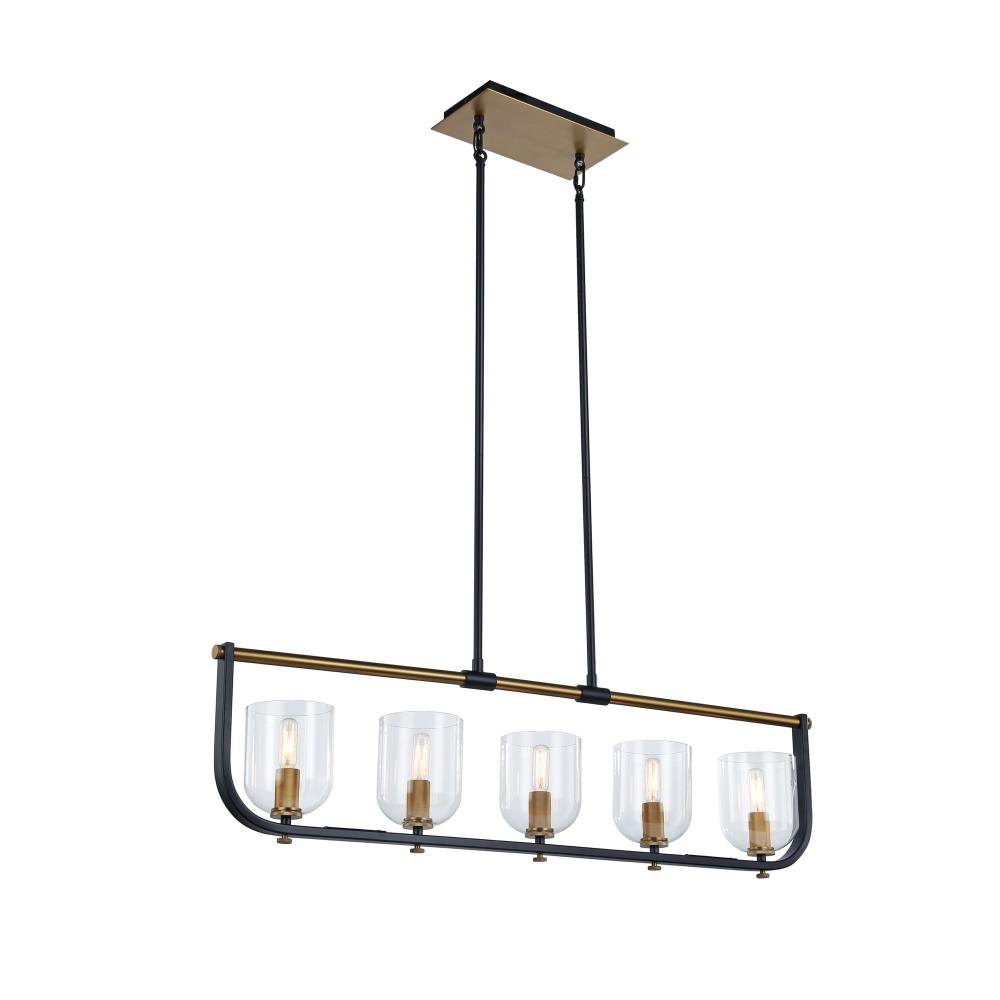 Cheshire Collection 5-Light Island Light, Black & Brass