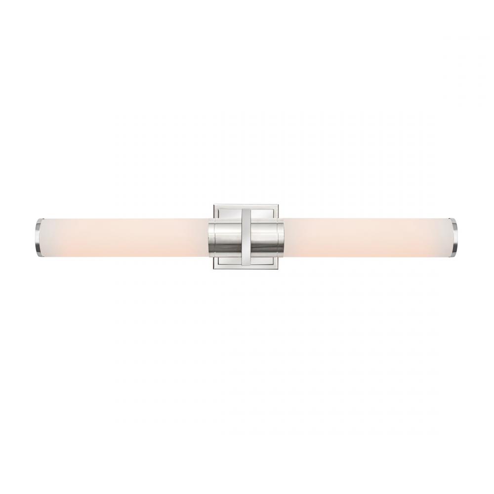 Positano-2-Light Bathroom Vanity Light-White Glass/Polished Nickel