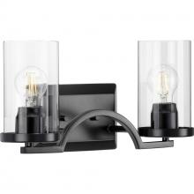 Progress P300257-031 - Lassiter Collection Two-Light Matte Black Clear Glass Modern Bath Vanity Light