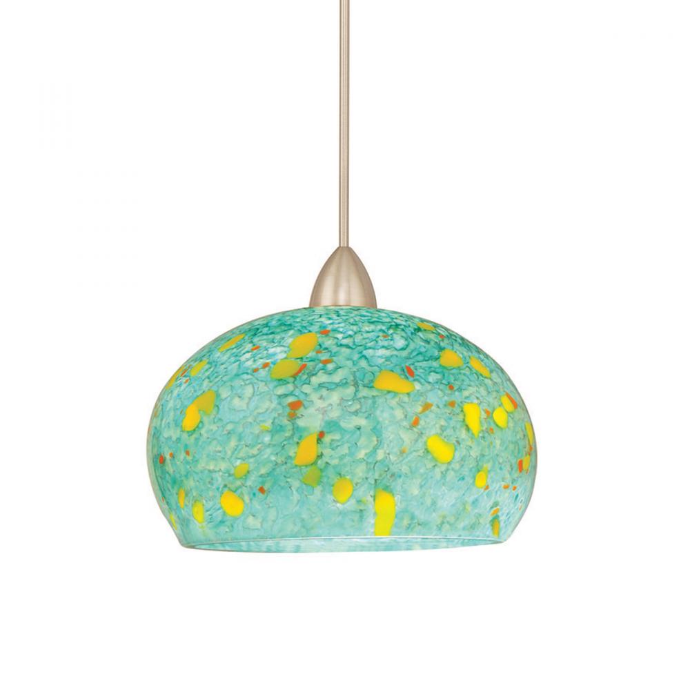 Komal Monopoint Pendant - Turquoise Shade with Brushed Nickel Socket Set, Canopy Included