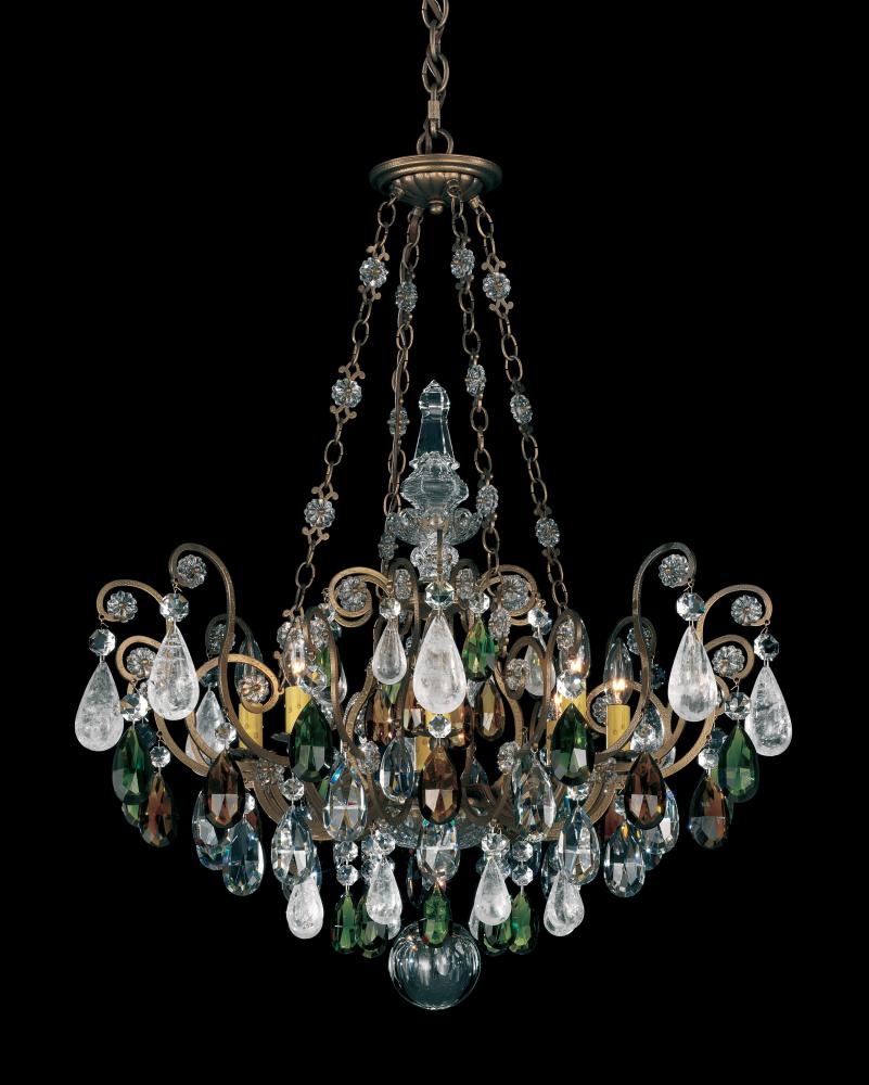 Renaissance Rock Crystal 8 Light 120V Pendant in Black with Olivine & Smoke Quartz Crystal