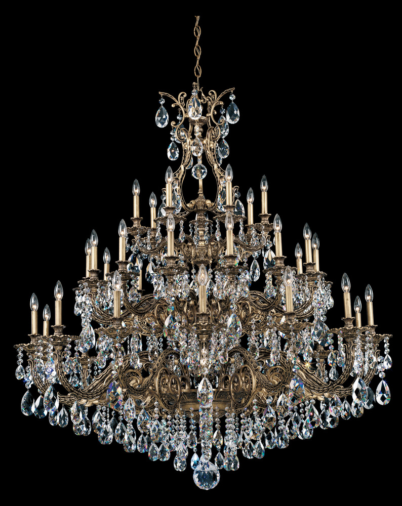 Sophia 35 Light 120V Chandelier in Florentine Bronze with Clear Heritage Handcut Crystal