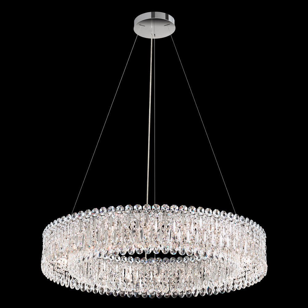 Sarella 18 Light 120V Pendant in Antique Silver with Heritage Handcut Crystal