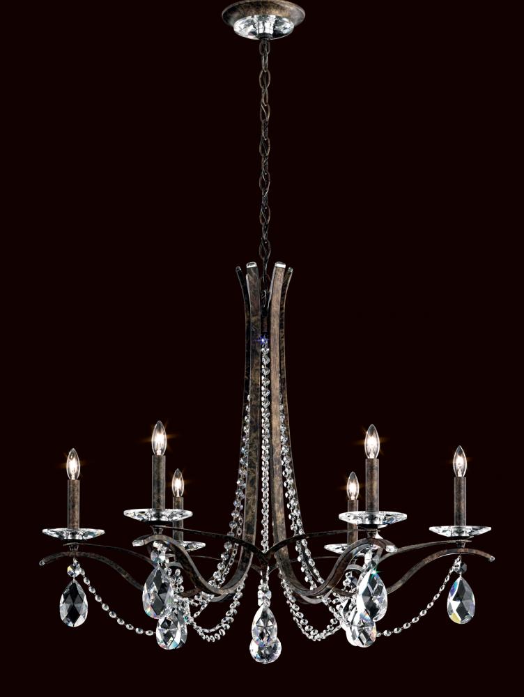 Vesca 6 Light 120V Chandelier in Antique Silver with Heritage Handcut Crystal