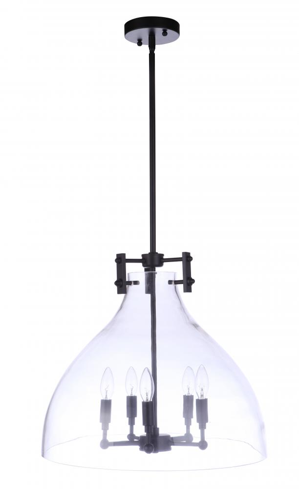 Chardonnay 5 Light Pendant in Flat Black