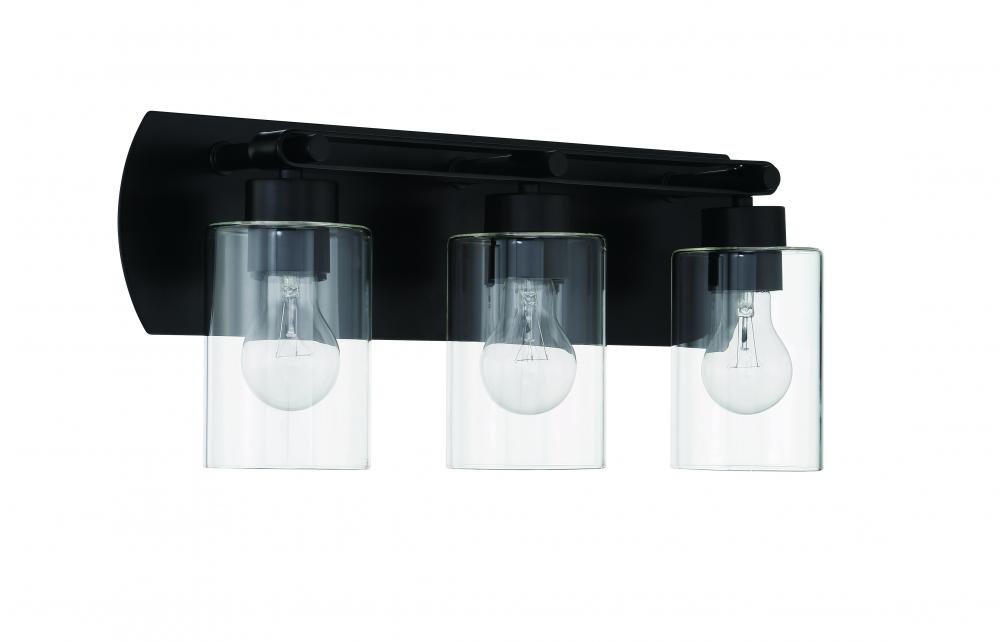 Hendrix 3 Light Vanity in Flat Black