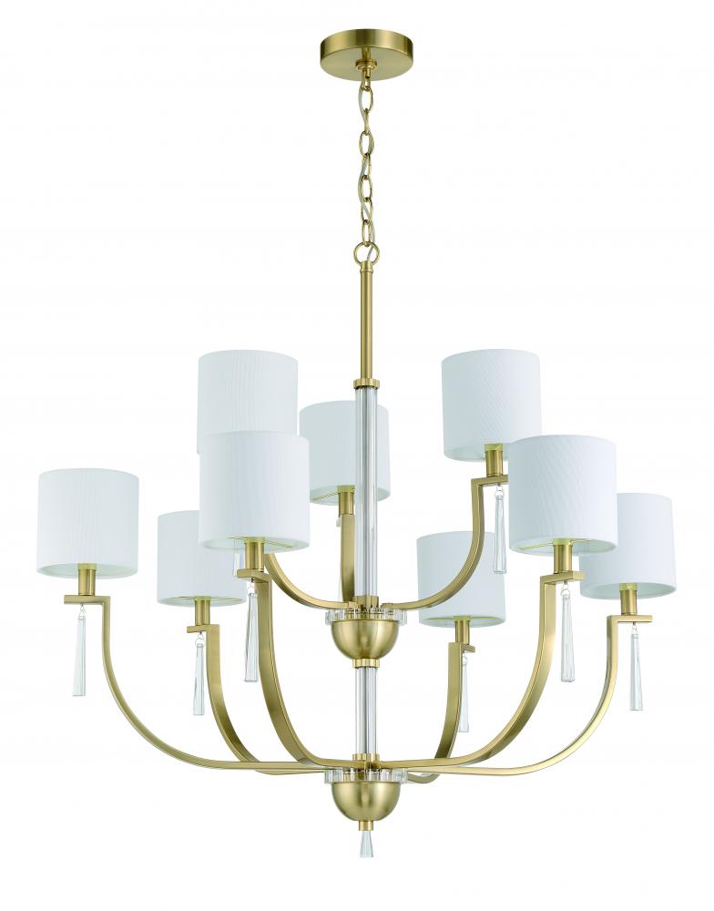 Fortuna 9 Light Chandelier in Satin Brass