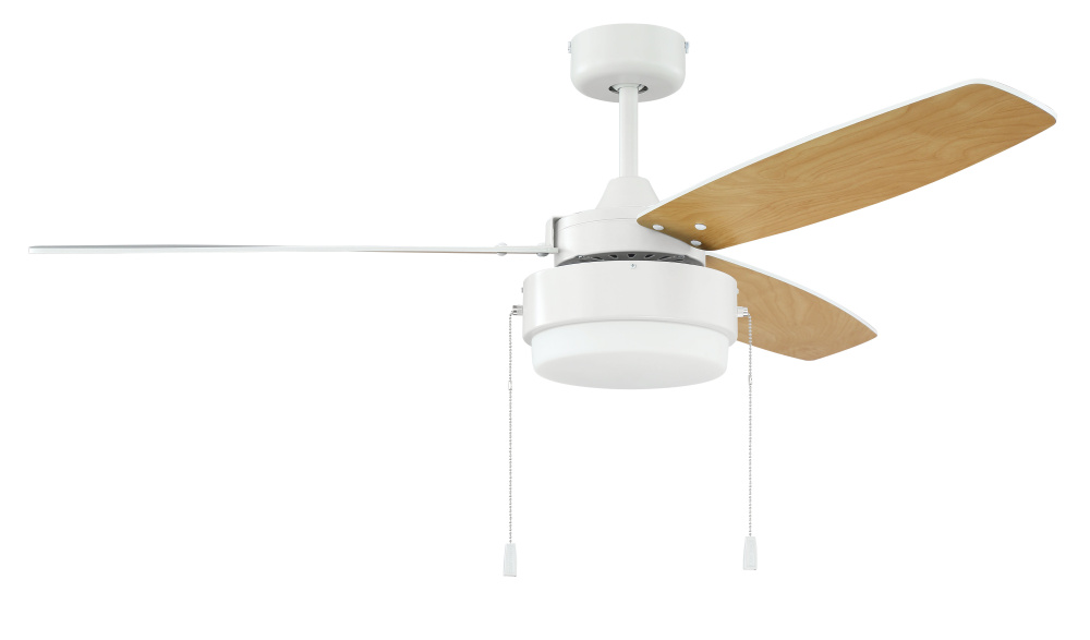 Intrepid 52" 3-Blade Ceiling Fan in White w/ White/Ash Blades; Integrated Light Kit