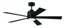 Craftmade MCY52FB5 - McCoy 52" 5-Blade Ceiling Fan in Flat Black w/ Flat Black Blades; Light Kit Included (optional)