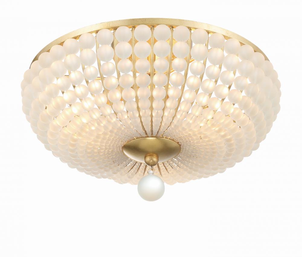 Bella 3 Light Antique Gold Semi Flush Mount