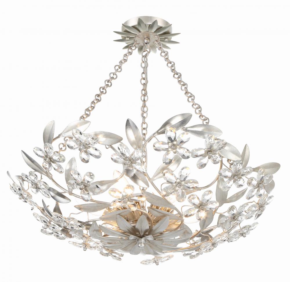 Marselle 6 Light Antique Silver Semi Flush Mount