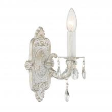 Crystorama 5021-AW-CL-S - Paris Market 1 Light Swarovski Strass Crystal Antique White Sconce