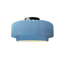 Justice Design Group CER-6370-SKBL-MBLK-LED1-700 - Small Tier Pleated LED Semi-Flush