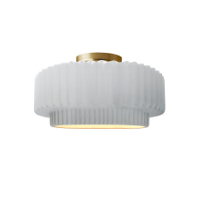 Justice Design Group CER-6370-WHT-BRSS-LED1-700 - Small Tier Pleated LED Semi-Flush
