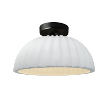 Justice Design Group CER-6623-WHT-MBLK-LED1-700 - Pleated Dome LED Semi-Flush