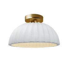 Justice Design Group CER-6623-WTWT-BRSS-LED1-700 - Pleated Dome LED Semi-Flush