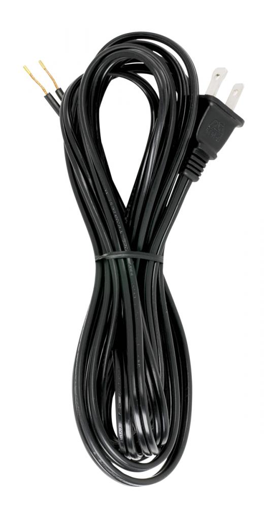 12 Foot 18/2 SPT-2 105C Cord Set; Black Finish; 72" Hank; 150 Carton; Molded Polarized Plug;