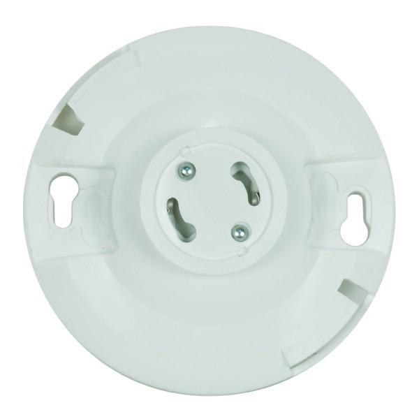 4 Terminal Keyless White Phenolic GU24 Ceiling Receptacle; Screw Terminals; 4-1/2" Diameter;