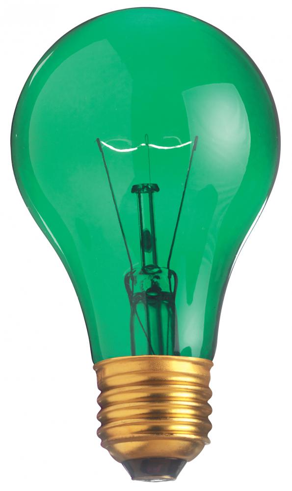 25 Watt A19 Incandescent; Transparent Green; 2000 Average rated hours; Medium base; 130 Volt