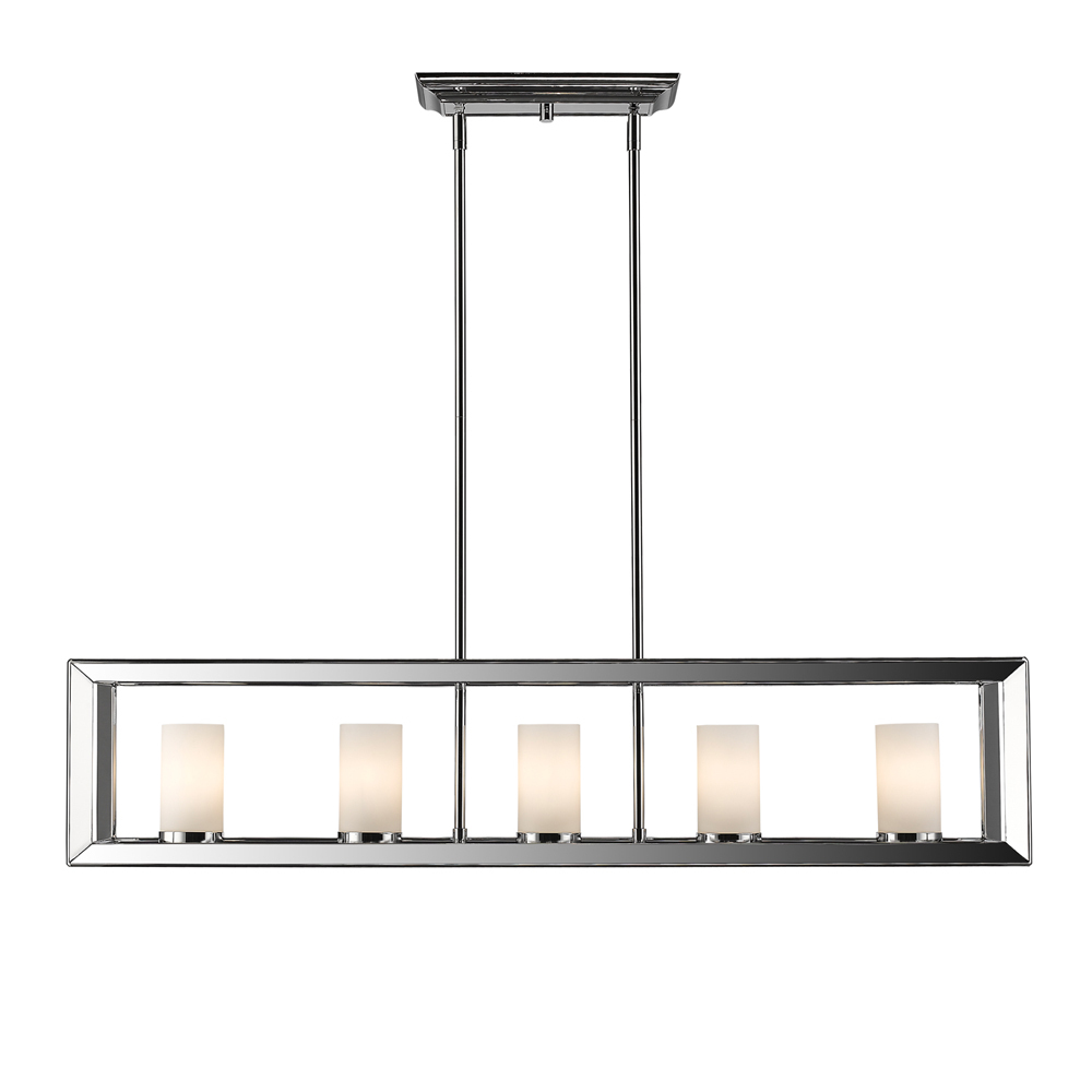 Smyth 5 Light Linear Pendant (Chrome & Opal Glass)