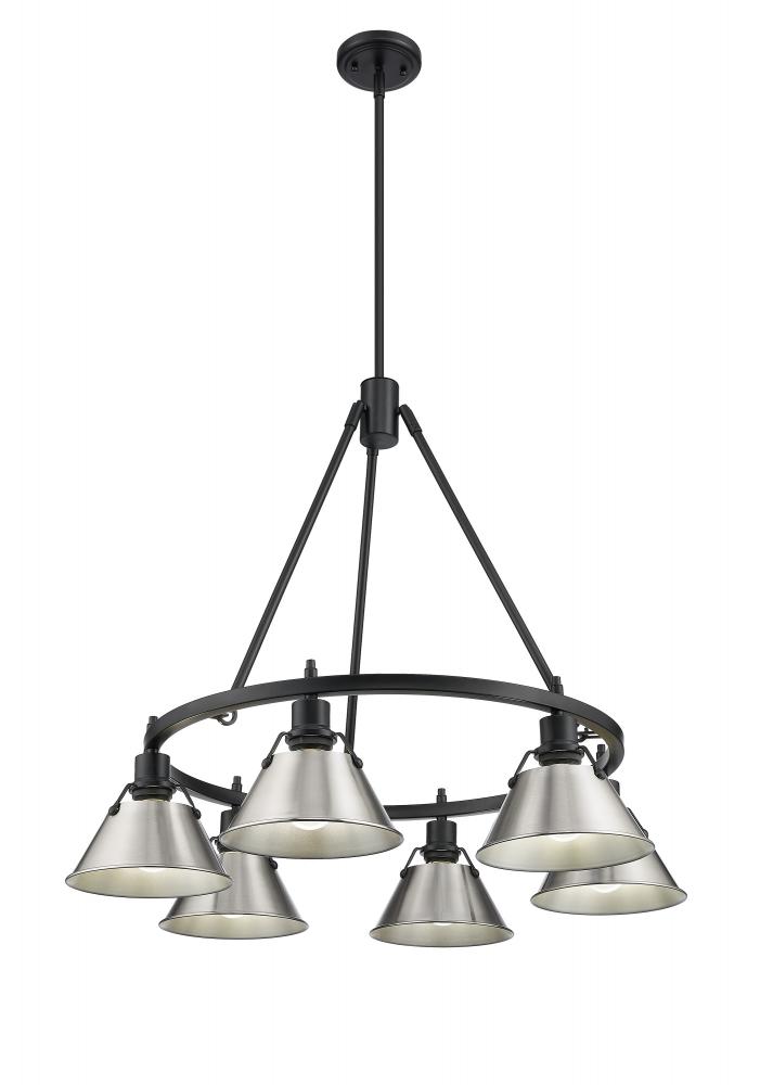 Orwell 6-Light Chandelier in Matte Black with Pewter