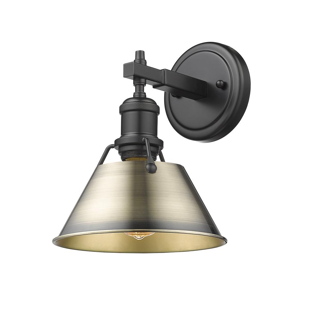 Orwell 1-Light Bath Vanity in Matte Black with Aged Brass