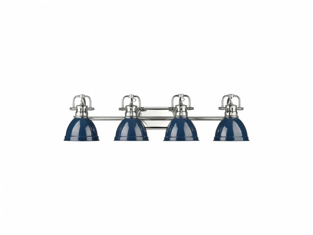 Duncan 4-Light Bath Vanity in Chrome with Matte Navy