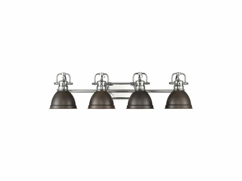 Duncan 4-Light Bath Vanity in Chrome with Rubbed Bronze