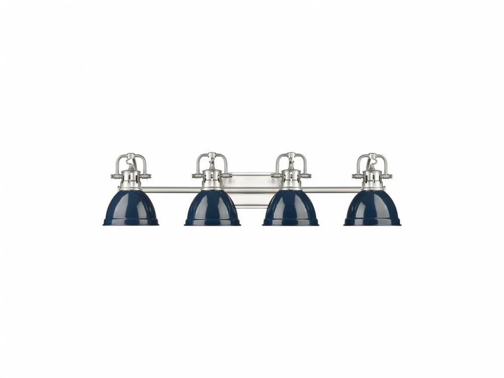 Duncan 4-Light Bath Vanity in Pewter with Matte Navy