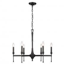 Golden 3509-6 BLK - Landon 6 Light Chandelier in Matte Black