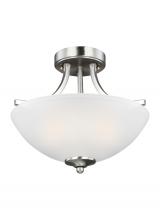 Generation Lighting 7716502-962 - Geary transitional 2-light indoor dimmable ceiling flush mount fixture in brushed nickel silver fini