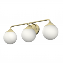 Hunter 19177 - Hunter Hepburn Modern Brass with Cased White Glass 3 Light Bathroom Vanity Wall Light Fixture