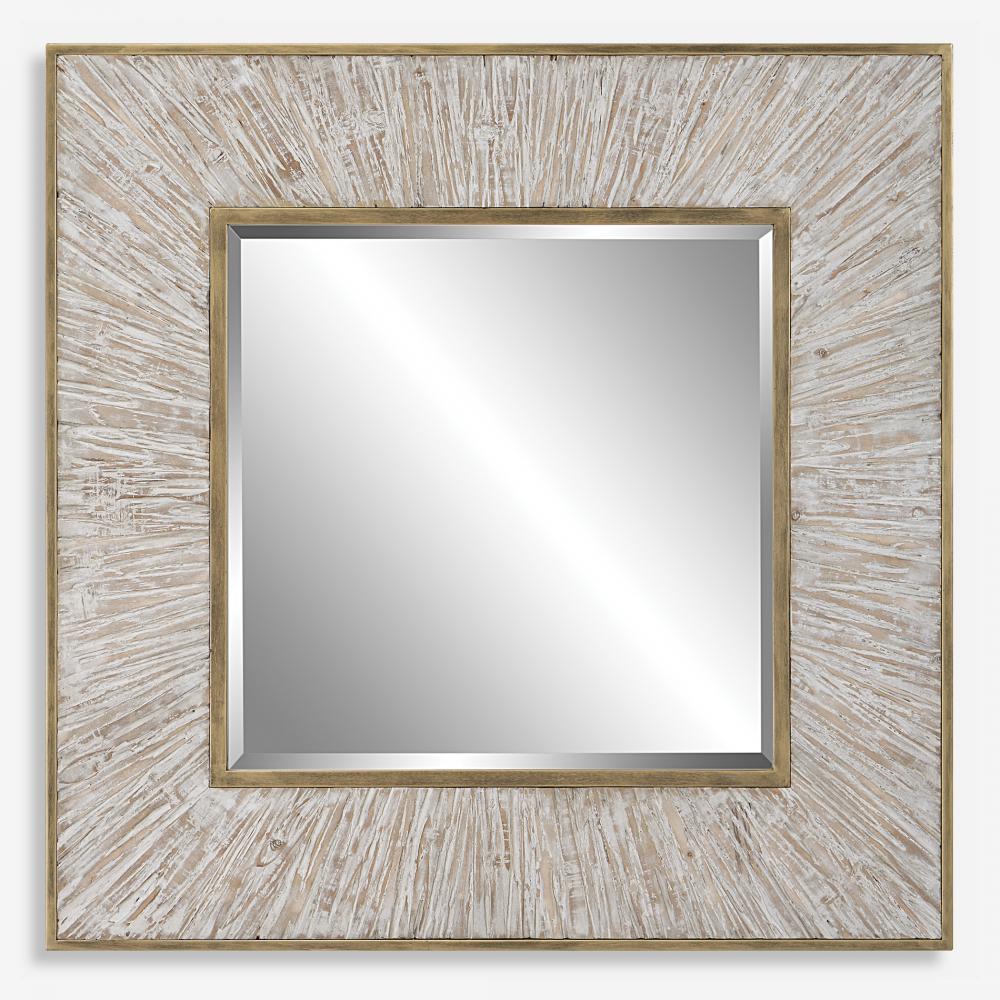 Uttermost Wharton Whitewashed Square Mirror