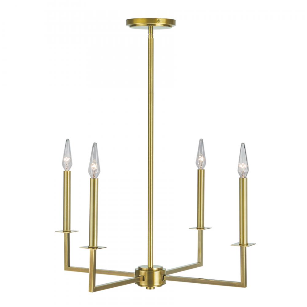 Ray 25.25'' Wide 4-Light Chandelier - Aged Brass