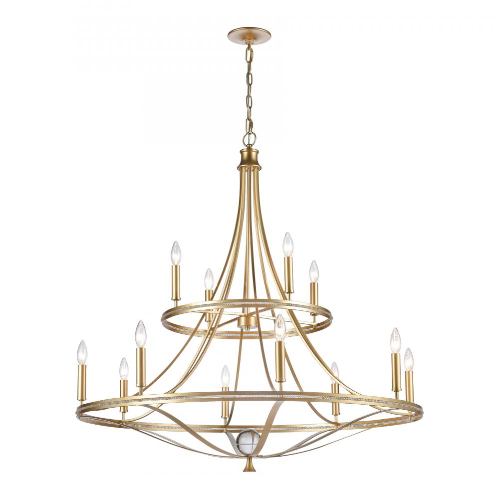 Noura 40'' Wide 12-Light Chandelier - Champagne Gold