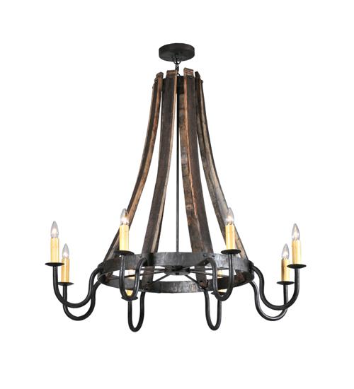 43"W Barrel Stave Madera 8 LT Chandelier