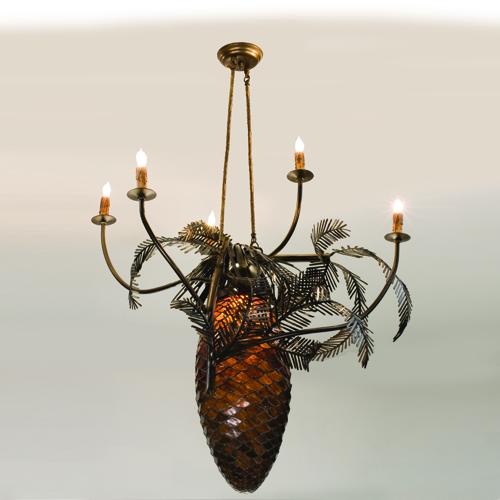 29.5"W Pinecone 5 Arm Chandelier