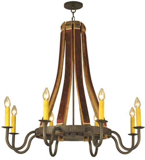 44"W Barrel Stave Madera 8 LT Chandelier