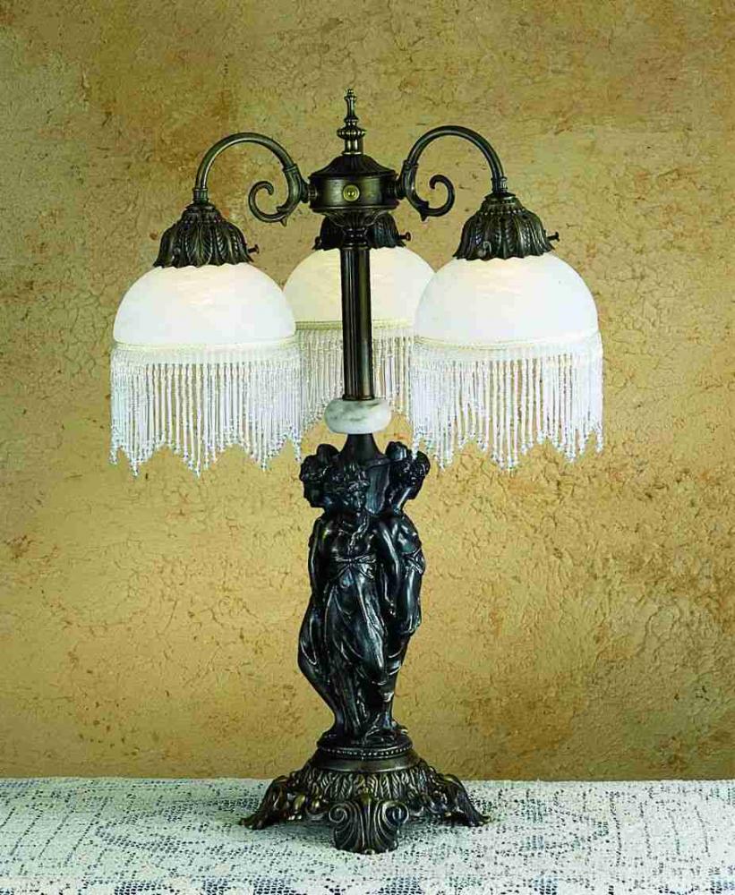 24"H 3 Graces White Fringed Accent Lamp