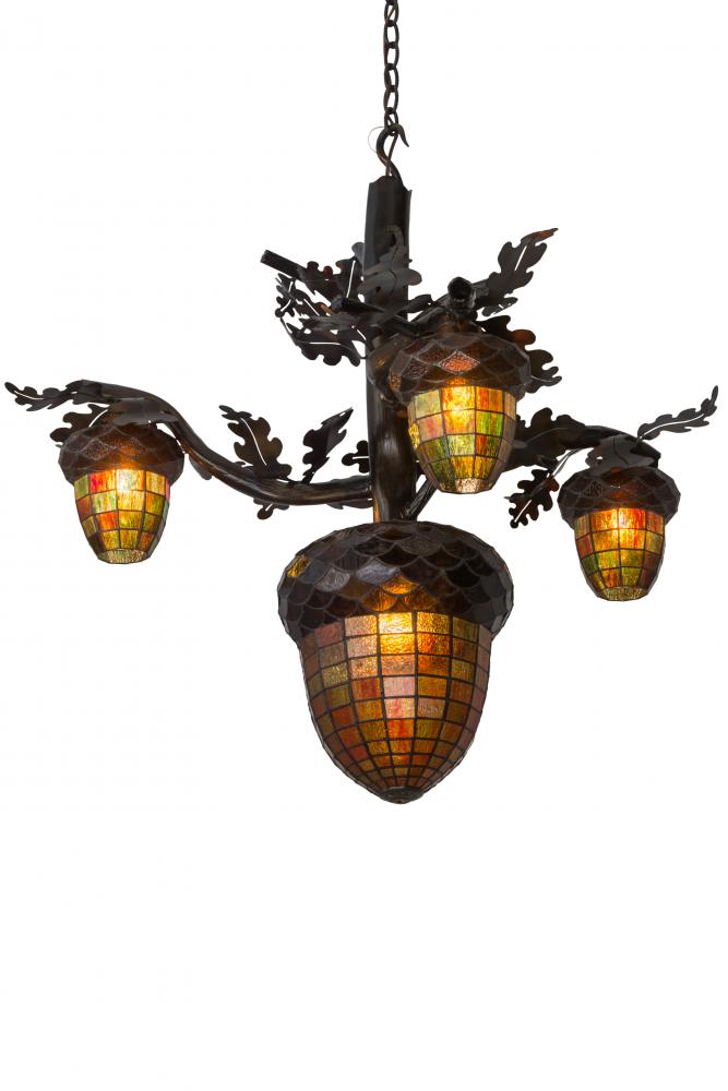 48" Wide Acorn Branch 4 Light Chandelier