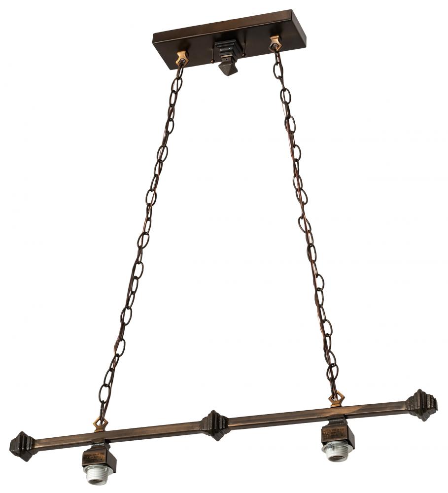 32" Long Antique Copper 2 Light Island Pendant Hardware